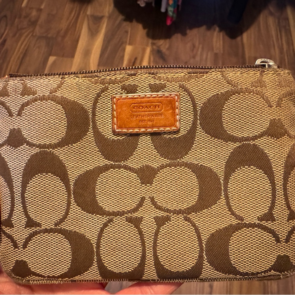 Coach Brown Monogram Wristlet